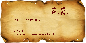 Petz Rufusz névjegykártya